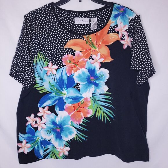 Alfred Dunner Top XL Floral Polka Dot - Picture 1 of 11
